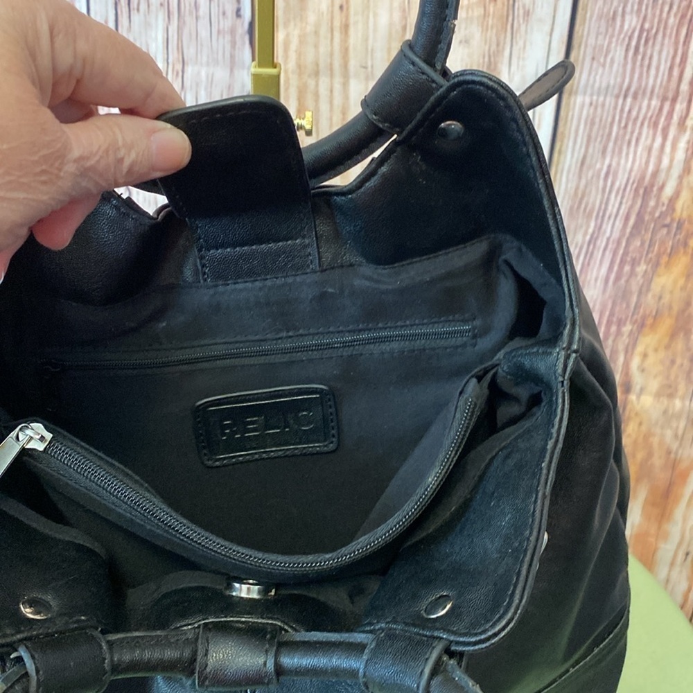 Relic Black Shoulder Bag with Textured Leather-Like Finish and Silver Hardware‎ - Picture 2 of 11